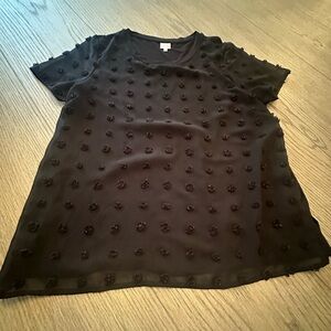 Black Textured Short Sleeve Top